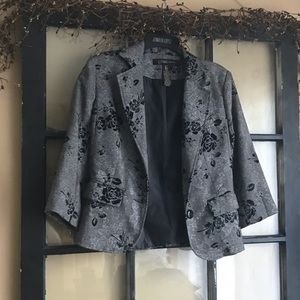 Grey and black floral blazer